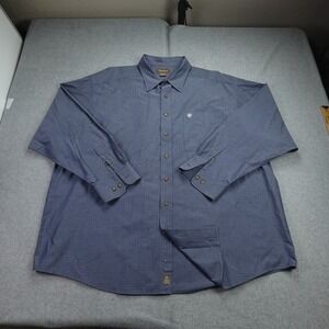 Ariat Shirt Mens 3XL Blue Geometric Dobby Button Down Western Workwear